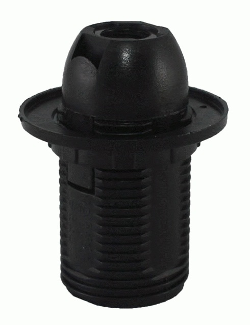 Фото Патрон Е14 с кольцом, термостойкий пластик, черный, Б/Н TDM {SQ0335-0058}