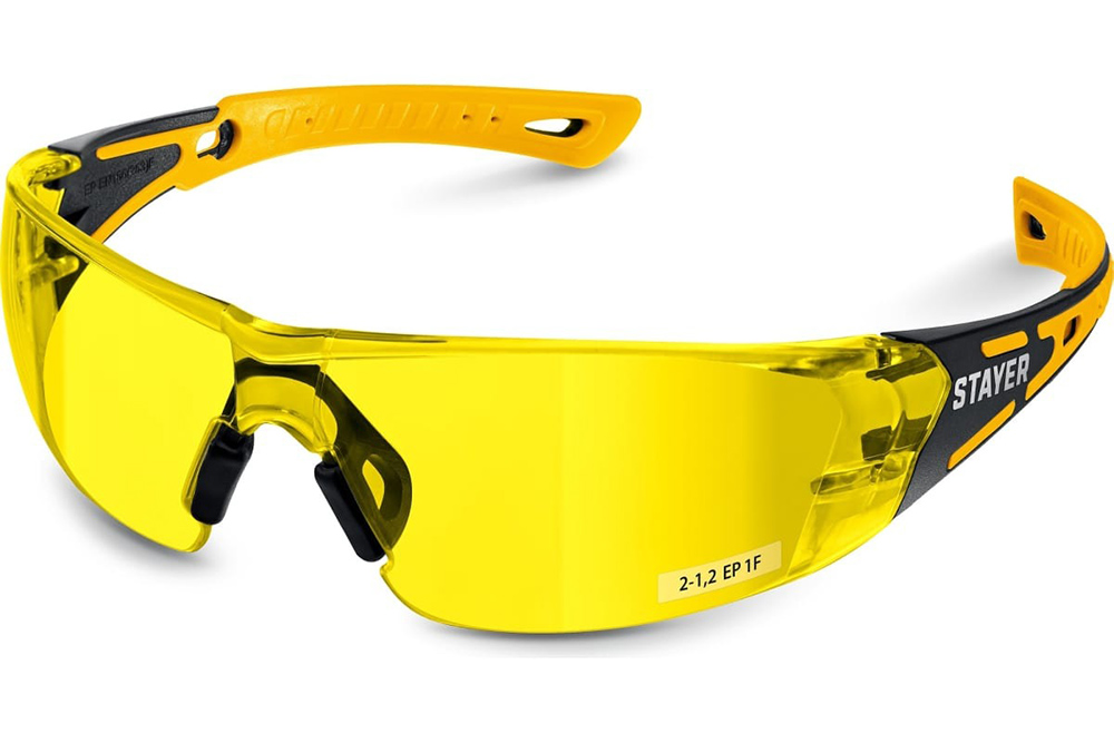 Фото Защитные очки STAYER MX-9 желтые, двухкомпонентные дужки, открытого типа {110491}