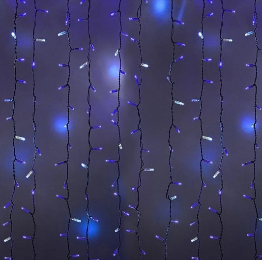 Фото Гирлянда "Светодиодный Дождь" 2х3м, эффект мерцания, белый провод, 230 В, диоды синие, 760 LED {235-213}