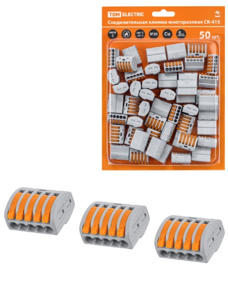 Фото Соединительная клемма СК-415 (2,5мм²) (50 шт/блистер) TDM {SQ0527-0018}