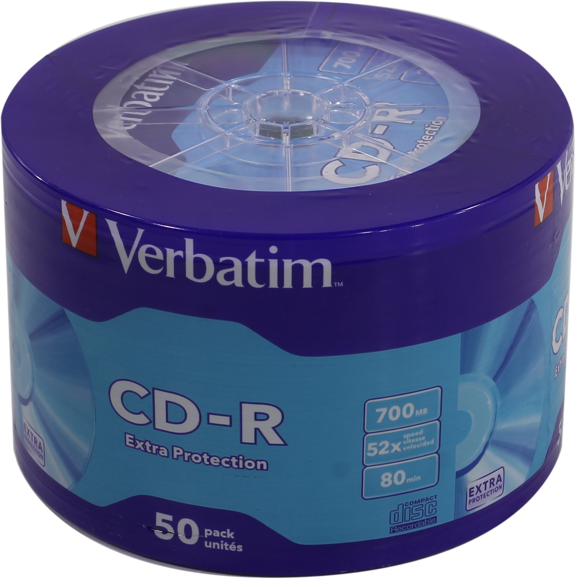 Фото Диск CD-R Verbatim 700 Mb, 52x, Shrink (50), DL (50/300) {43728}