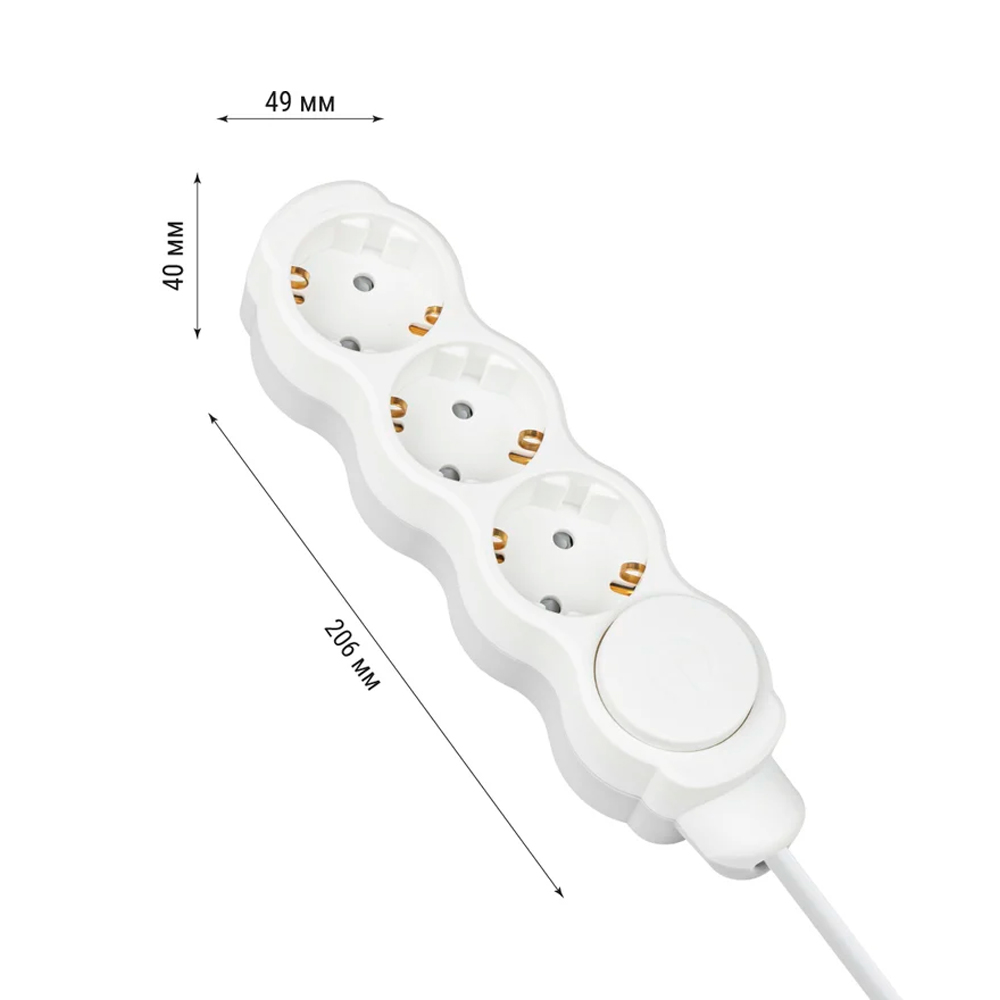 Фото Удлинитель сетевой "Люкс" с выкл., 3 гнезда, 10 м,с заземлением и шторками, ПВС 3х1 мм2, 16 А, 250 В, 3500 Вт TDM Electric {SQ1303-4044} (1)