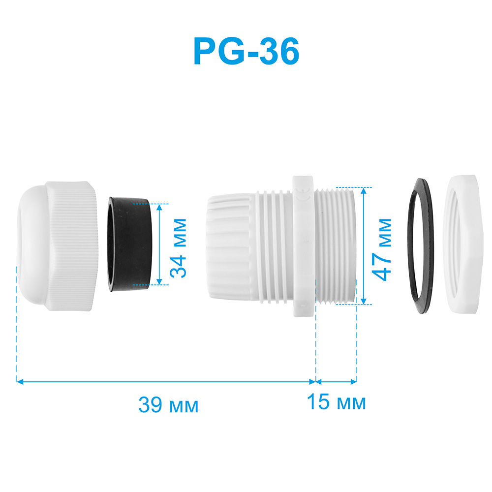Фото Ввод кабельный пластиковый Vell, PG-36 (22-32 мм), 5 шт {VLpg-36(5)} (1)