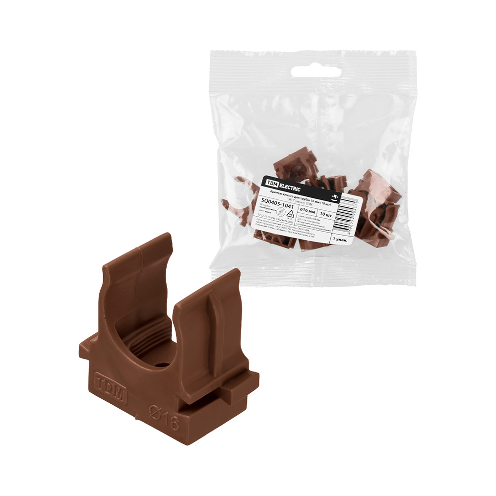 Фото Крепеж-клипса для трубы 16 мм (10 шт) "ЭКО" (венге) TDM {SQ0405-1041}