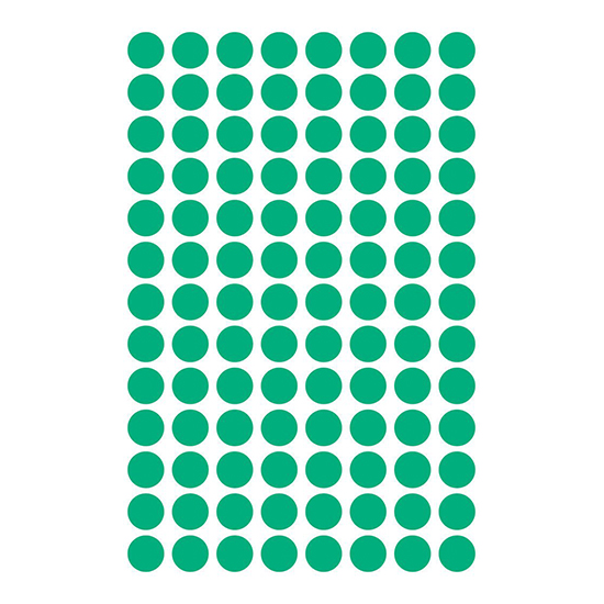 Фото Этикетки точки, зеленые Ø 8 мм (4 страницы, 416 этикеток) {3012} (1)