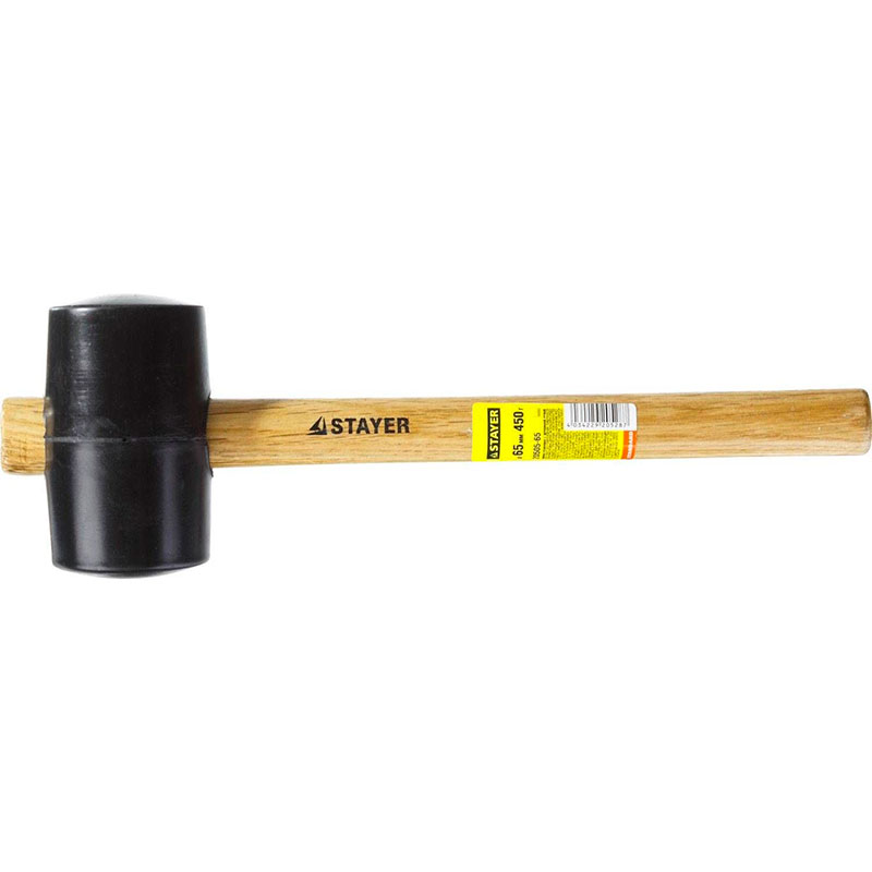 Фото Киянка STAYER резиновая, черная, с деревянной ручкой, 450г {20505-65} (1)