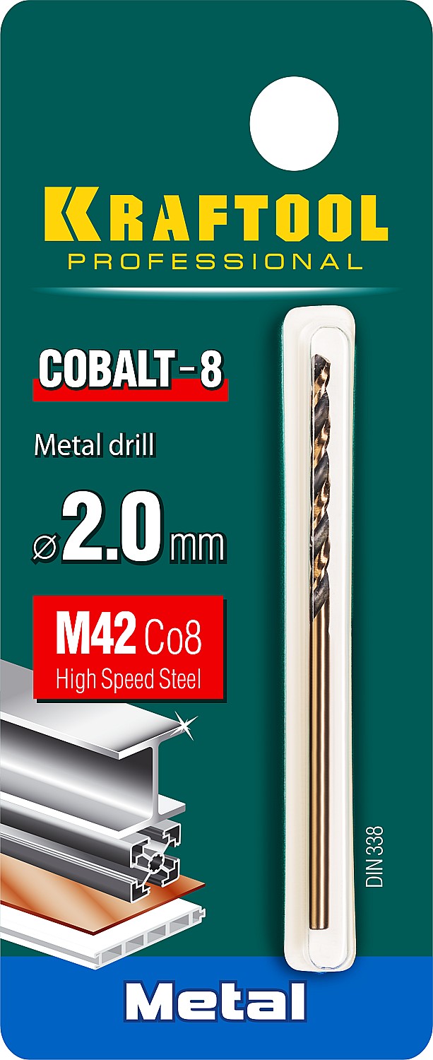 Фото KRAFTOOL COBALT 2.0 х49мм, Сверло по металлу HSS-Co(8%) , сталь М42(S2-10-1-8) {29656-2}