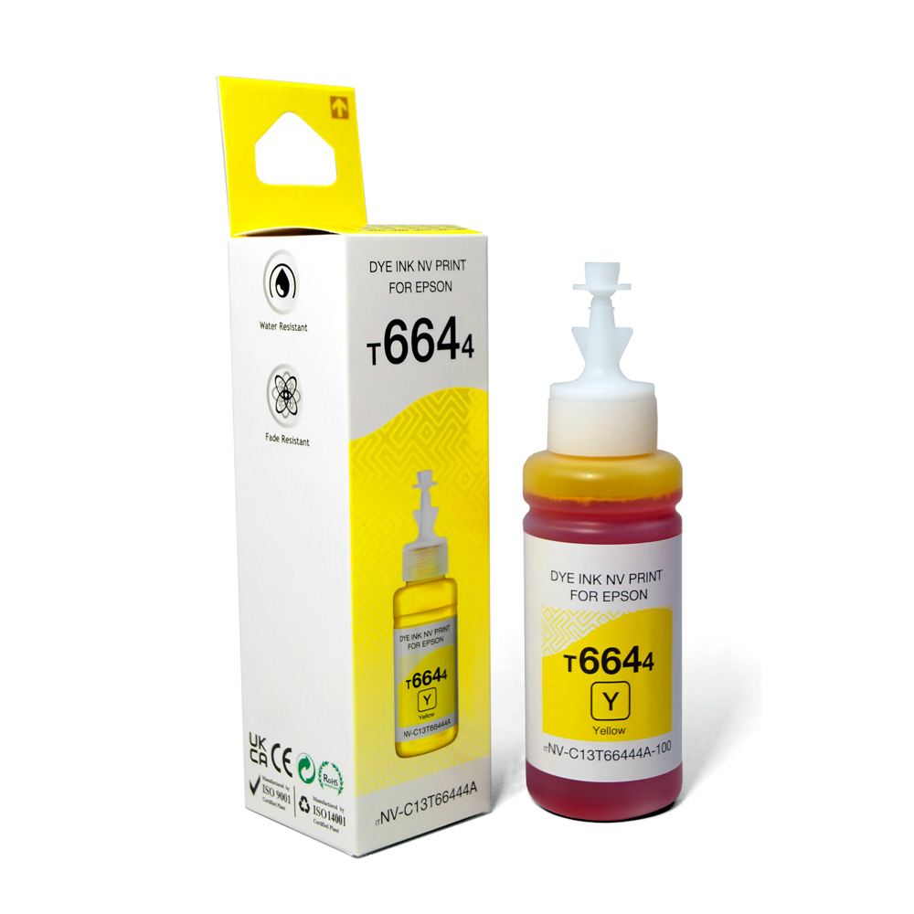 Фото Чернила NV PRINT T6644 (NV-C13T66444A) для аппаратов Epson (70 ml) Yellow (в коробке) совместимые {D7333}