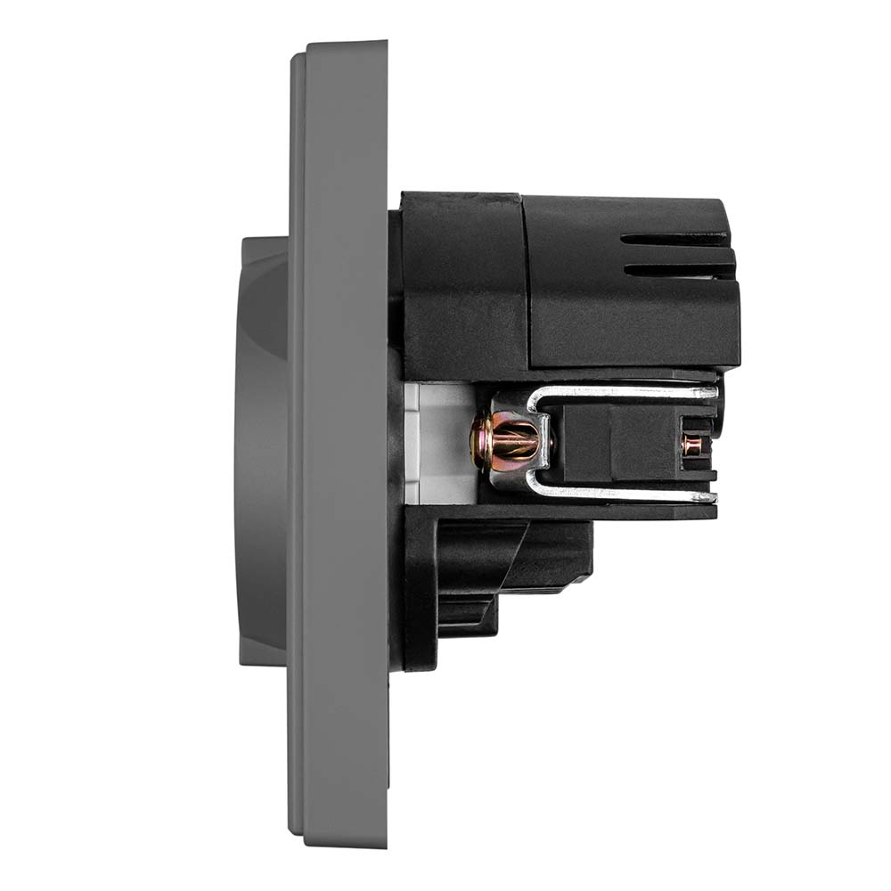 Фото Розетка электрическая, серая, 1 пост, USB-A, USB-A, с рамкой Vell Air {V702083} (2)