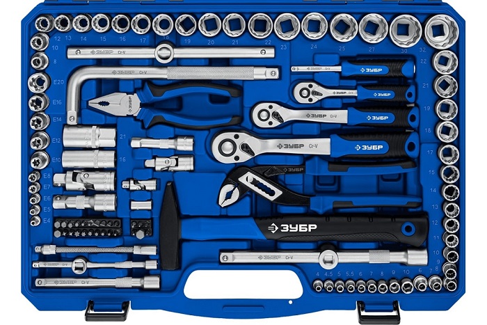 Фото Универсальный набор инструмента, Профессионал ЗУБР Универсал-142, 142 предм., (1/2"+ 3/8"+ 1/4") {27670-H142} (2)