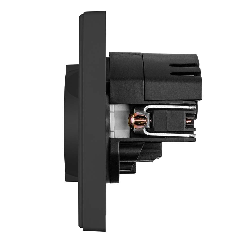 Фото Розетка электрическая, черная, 1 пост, USB-A, USB-A, с рамкой Vell Air {V702082} (2)