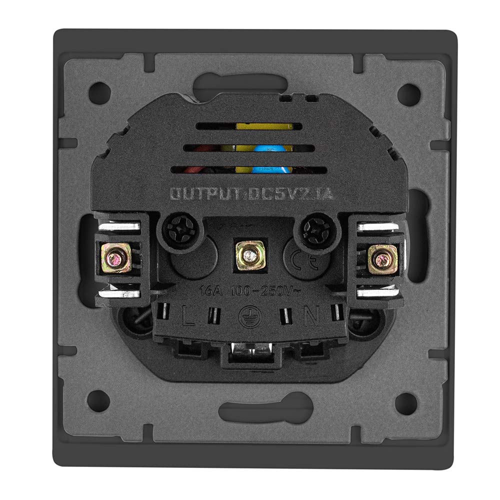 Фото Розетка электрическая, черная, 1 пост, USB-A, USB-A, с рамкой Vell Air {V702082} (3)