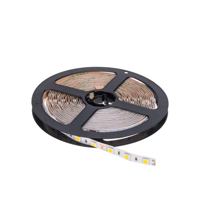 Фото Лента светодиодная 12В, SMD5050, 14,4Вт/м, 60 LED/м, 4000К, 10мм, 5м, для БП с клеммами, IP20 LAMPER {141-2026}