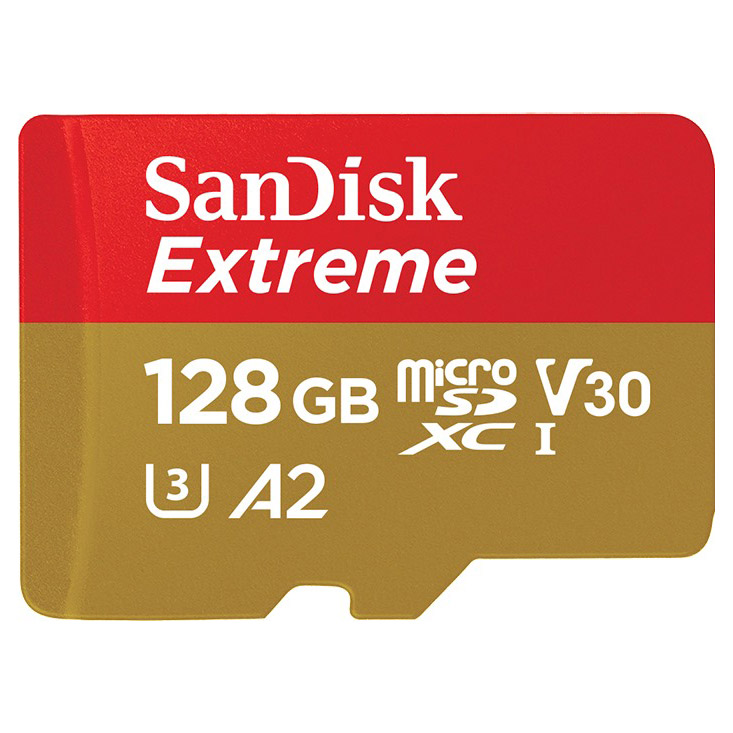 Фото Флеш карта microSD 128GB SanDisk microSDXC Class 10 UHS-I A2 C10 V30 U4 Extreme (SD адаптер) 160MB/s {SDSQXA1-128G-GN6MA}