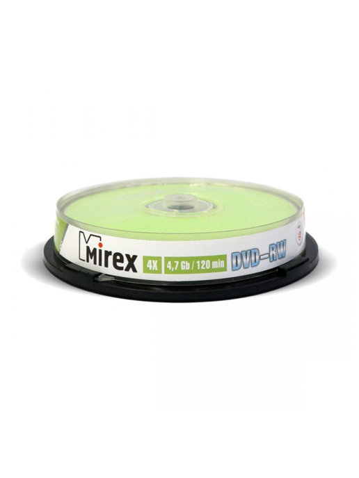 Фото Диск DVD-RW Mirex 4.7 Gb, 4x, Cake Box (10), (10/300) 202578 {UL130032A4L} (1)