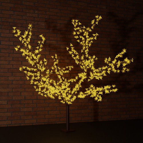 Фото Светодиодное дерево "Сакура" высота 1,5м, диаметр кроны 1,8м, желтые светодиоды, IP 65 понижающий трансформатор в комплекте, NEON-NIGHT {531-101}