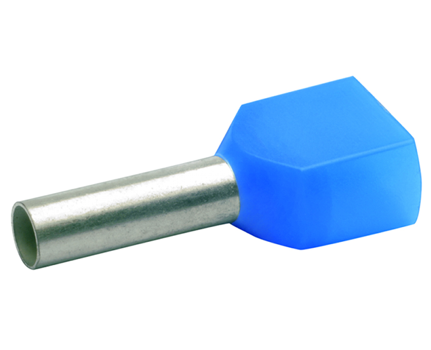 Фото Двойной втулочный изолированный наконечник Klauke 2x2.5 мм², длина втулки 12 мм, голубой {klk87313}