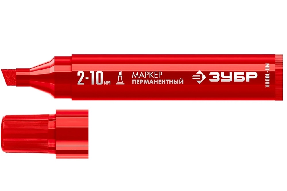 Фото Перманентный маркер ЗУБР МП-1000К 2-10 мм, красный, ПРОФЕССИОНАЛ {06333-3}
