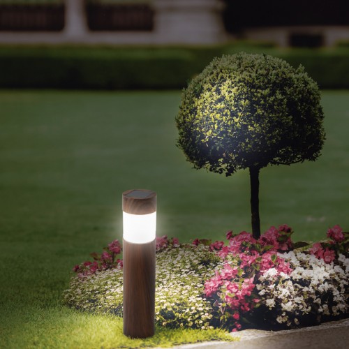Фото Светильник садовый LAMPER Кантри LED с текстурой дуба, с солнечной панелью и аккумулятором {602-275}