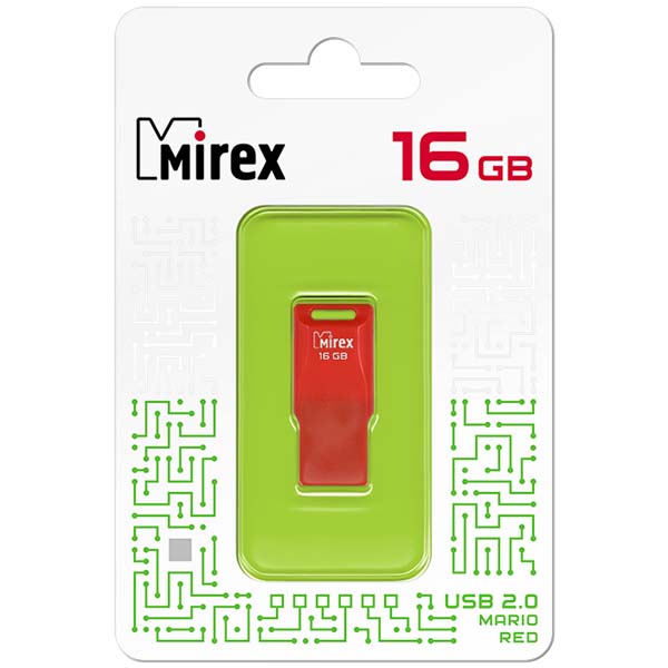 Фото Флеш накопитель 16GB Mirex Mario, USB 2.0, Красный {13600-FMUMAR16}