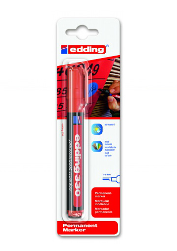 Фото Перманентный маркер Edding E-330 красный, клиновидный наконечник 1-5 мм (блистер) {E-330#1-B#2}