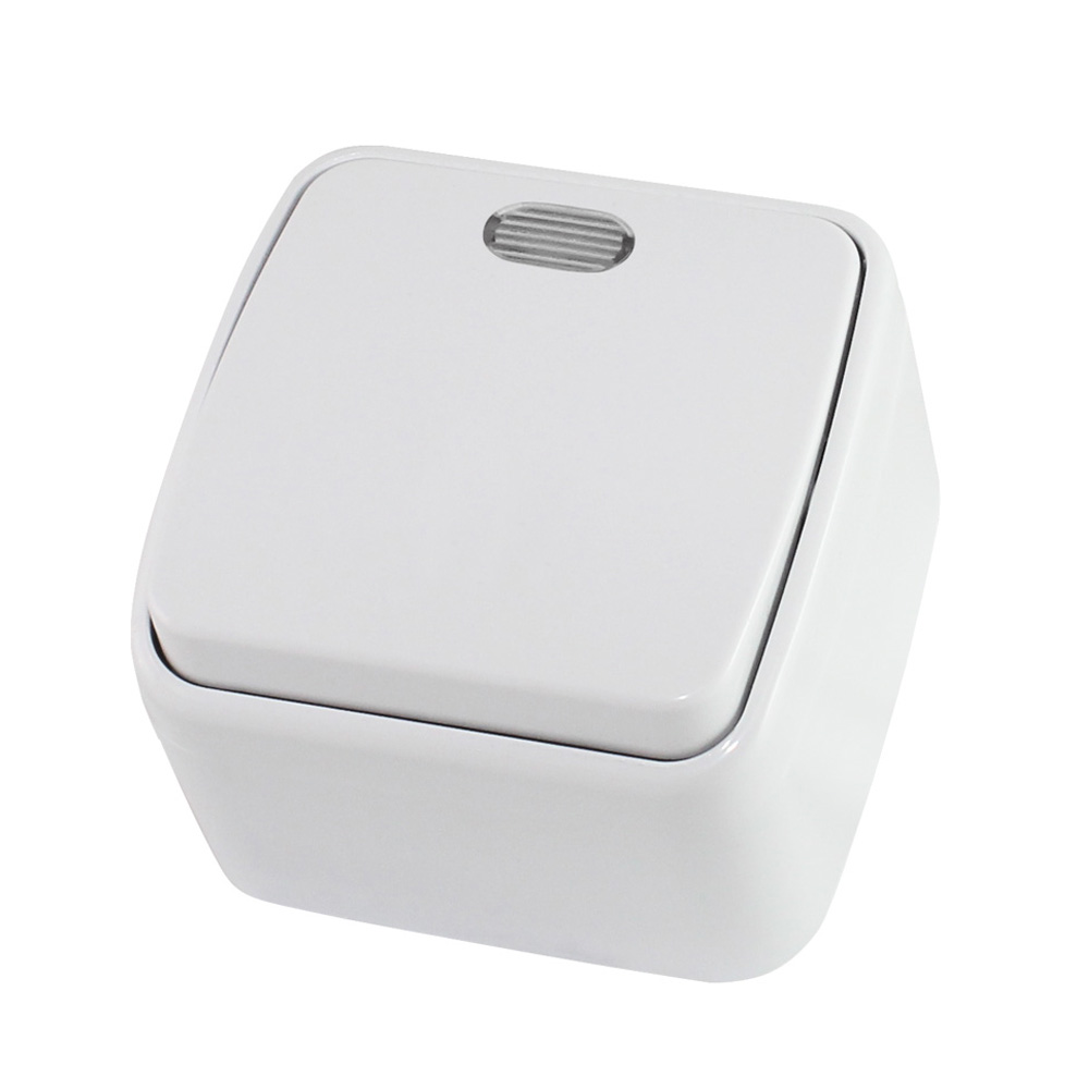 Фото Выключатель 1-кл. открытой установки с подсветкой IP20 10А, белый "Дача" Народная {SQ1824-0005}