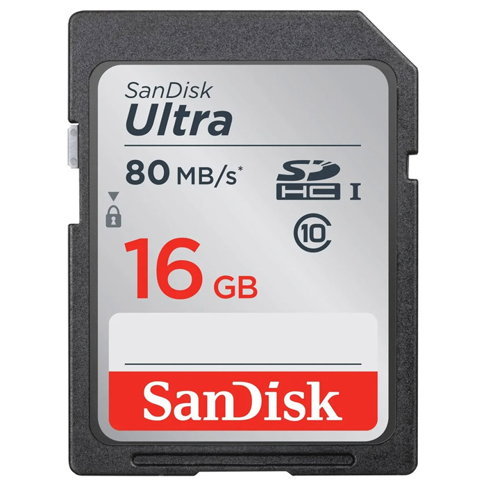 Фото Флеш карта SD 16GB SanDisk SDHC Class 10 UHS-I Ultra 80MB/s {SDSDUNC-016G-GN6IN}