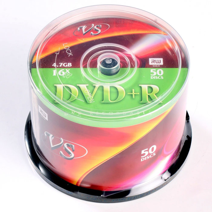 Фото Диск DVD+R VS 4.7 Gb, 16x, Cake Box (50), (50/250) 20472 {VSDVDPRCB5001}