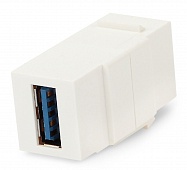 Фото Вставка KJ1-USB-A3-WH формата Keystone Jack с прох. адапт. USB 3.0 (Type A) ROHS бел. Hyperline 247150 (1)