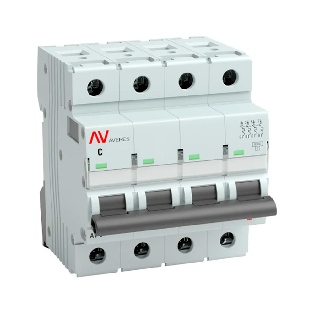 Фото Выключатель автоматический модульный 4п C 50А 6кА AV-6 AVERES EKF mcb6-4-50C-av