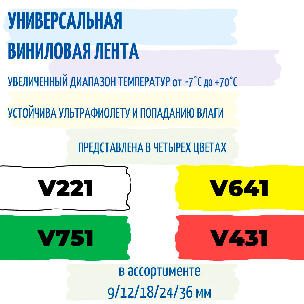 Фото Лента виниловая Vell V-221 (9 мм, черный на белом) для PT 1010/1280/D200/H105/E100/ D600/E300/2700/ P700/E550/9700 {Vell-V221} (2)