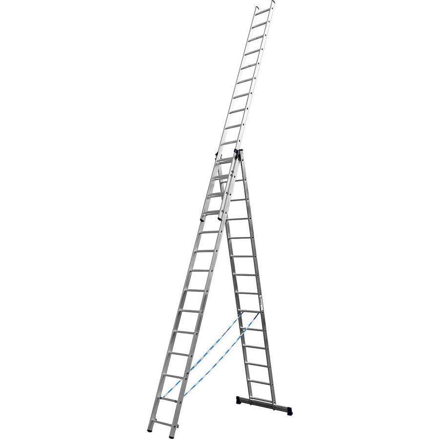 Фото Лестница СИБИН универсальная,трехсекционная со стабилизатором, 14 ступеней {38833-14} (3)