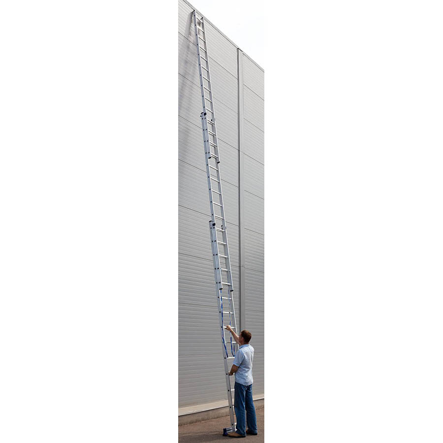Фото Лестница СИБИН универсальная,трехсекционная со стабилизатором, 14 ступеней {38833-14} (1)
