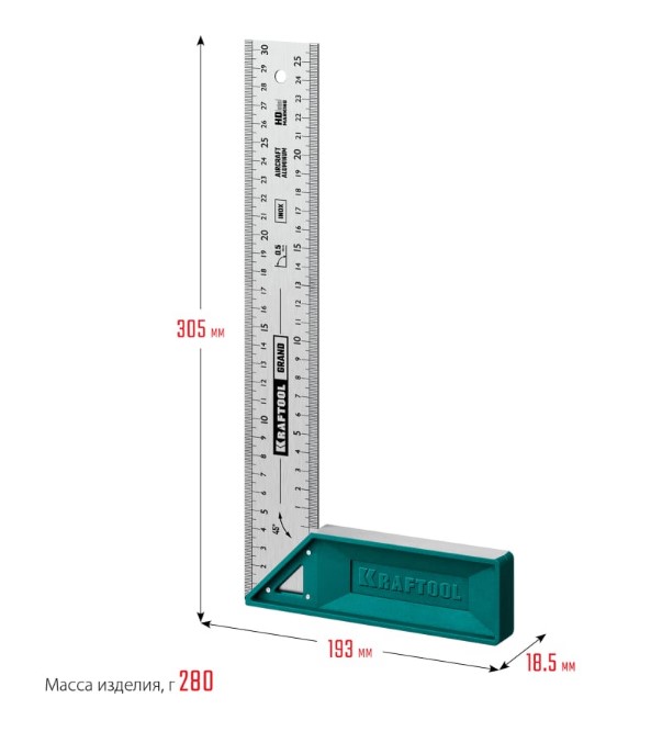 Фото Высокоточный столярный угольник KRAFTOOL Grand, 300 мм {3439-30} (1)