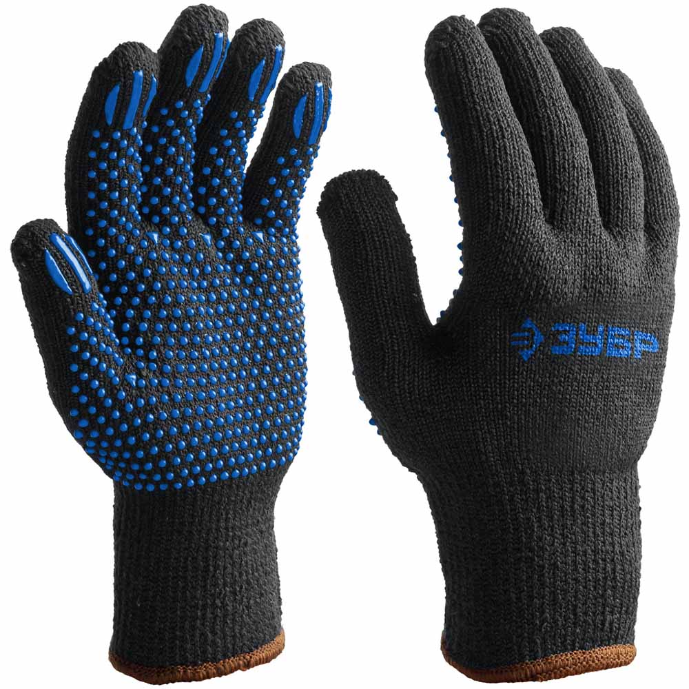 Фото ЗУБР МАСТЕР, размер L-XL, перчатки трикотажные утепленные, с ПВХ покрытием (точка), 10 пар в упаковке. {11462-H10}