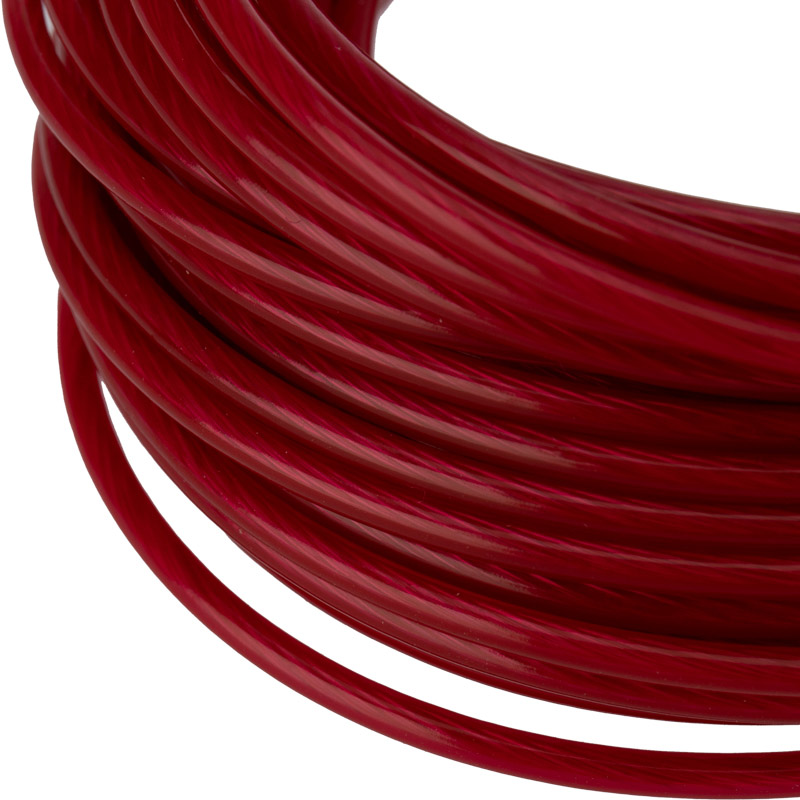 Фото Трос стальной, в ПВХ изоляции, Ø 2.5 мм, красный (моток 20 м), Rexant {09-5125-1} (3)