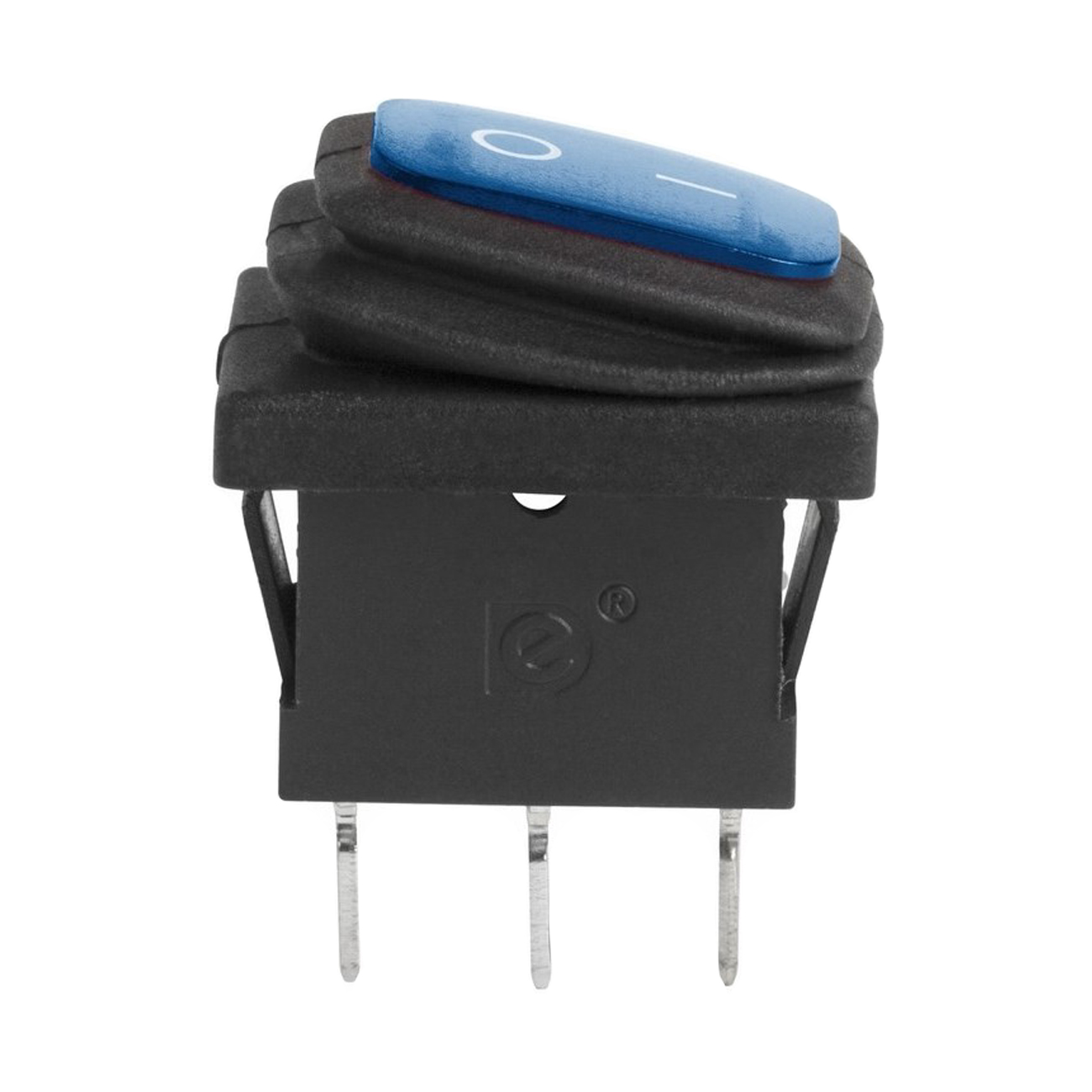 Фото Выключатель клавишный Rexant Mini ON-OFF синий с подсветкой (250В 6А (3с)) влагозащита {36-2176} (1)