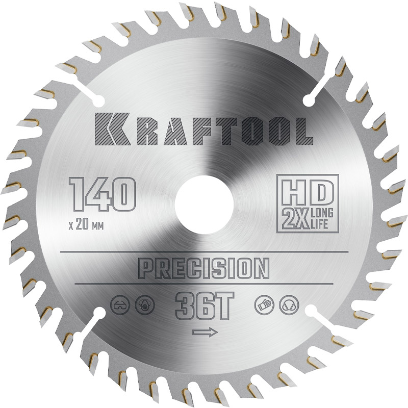 Фото Пильный диск по дереву KRAFTOOL Precision, 140 х 20 мм, 36Т {36952-140-20}