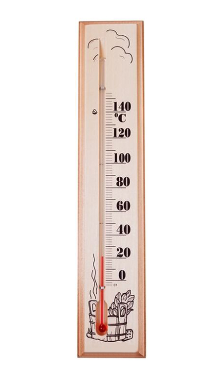 Фото Термометр для сауны Rexant, основание - дерево, 60х300 мм {70-0506}