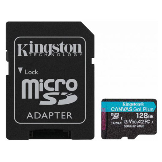 Фото Флеш карта microSD 128GB Kingston microSDXC Class 10 UHS-I U3 Canvas Go Plus (SD адаптер) 80MB/s {SDCG3/128GB}