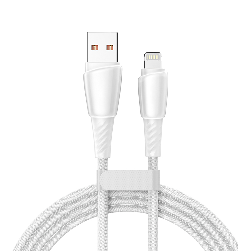 Фото Кабель USB-A – Lightning для Apple, 2,4А, 1м, в белой нейлоновой оплетке REXANT {18-7061}