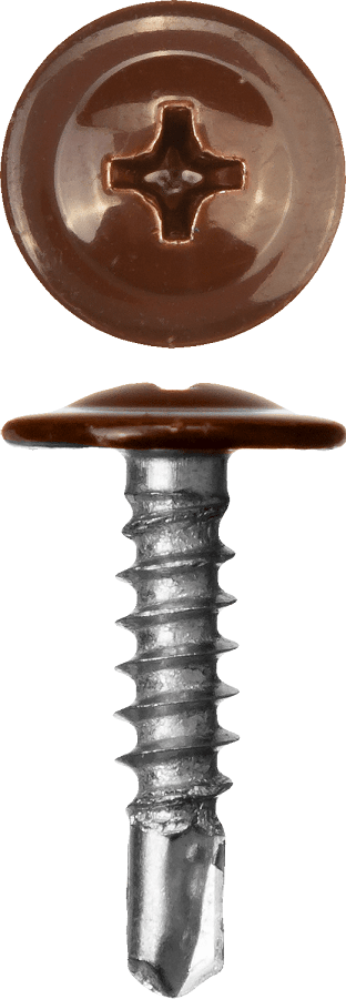 Фото Саморезы ПШМ-С со сверлом для листового металла, 19 х 4.2 мм, 450 шт, RAL-8017 шоколадно-коричневый, ЗУБР {300211-42-019-8017}