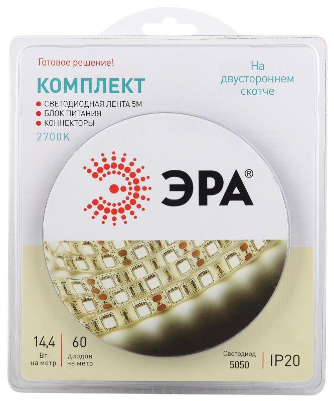 Фото Лента светодиодная 5050kit-14.4-60-12-IP20-2700 (уп.5м) ЭРА Б0043066