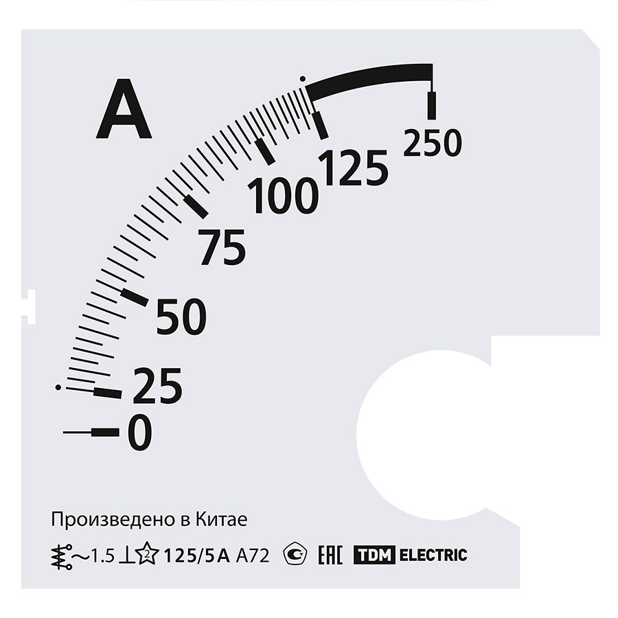 Фото Шкала Ш72 125/5А-1,5 (для А72 Х/5А) TDM {SQ1102-2055}