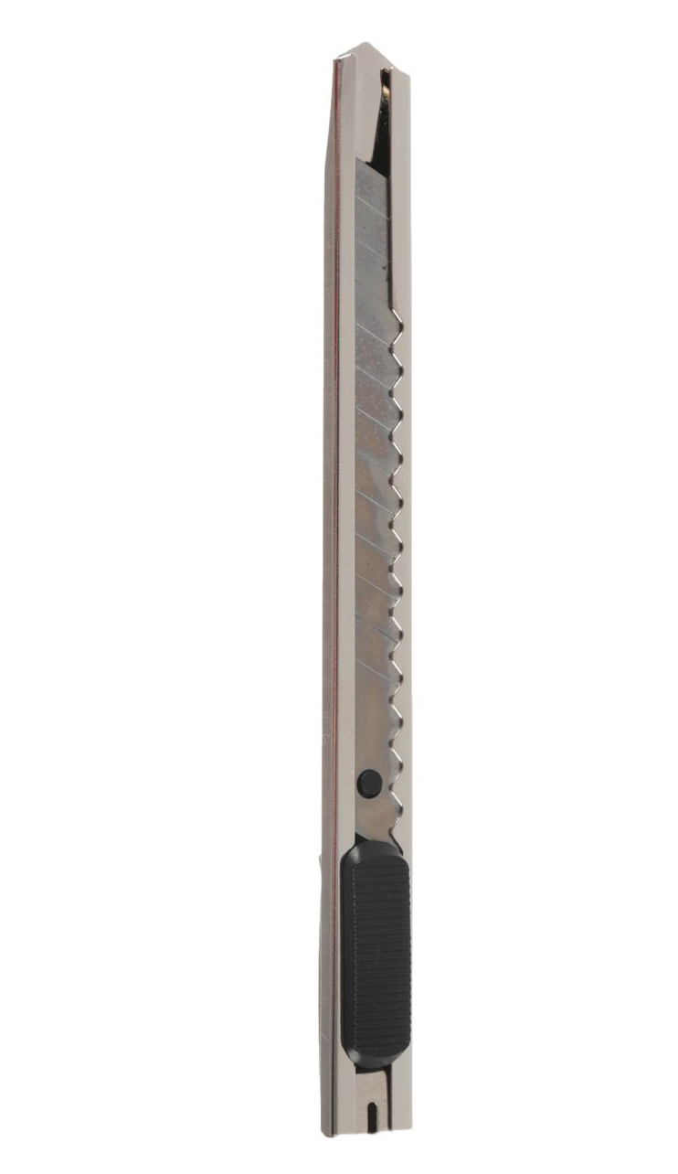 Фото Нож Rexant с сегментированным лезвием 9 мм, корпус металлический, c клипсой {12-4906}