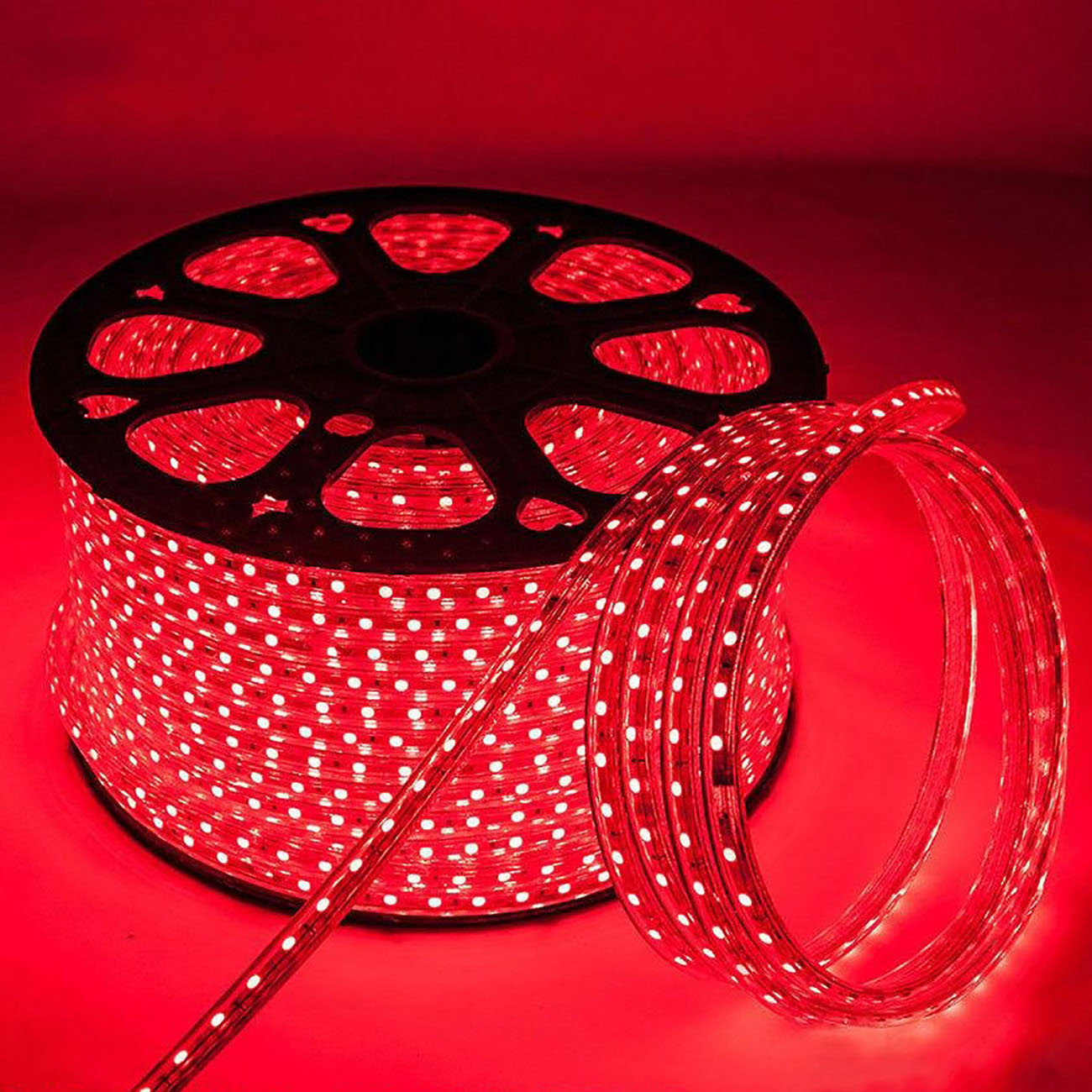 Фото Светодиодная лента 13х8 мм, красный, SMD 5050, 60 LED/м, 220 В, Neon-Night {142-101} (5)
