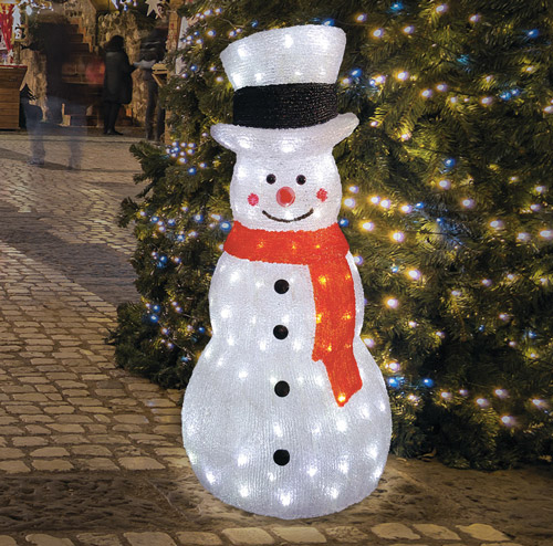 Фото Акриловая светодиодная фигура «Снеговик в шляпе» 38х38х72 см, IP65 {513-282}