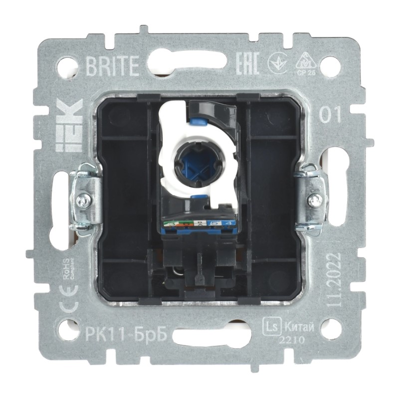 Фото Розетка компьютерная СП RJ45 кат.6 BRITE РК11-БрБ бел. IEK BR-K10-2-K01 (3)