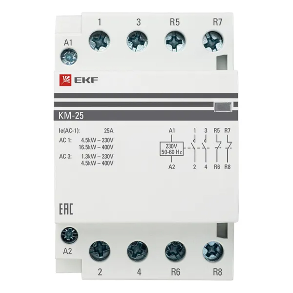 Фото Контактор модульный КМ 25А 2NО+2NC (3 мод.) PROxima EKF km-3-25-22 (1)