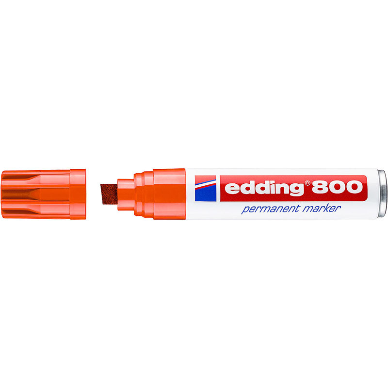 Фото Перманентный маркер Edding E-800 оранжевый, клиновидный наконечник 4-12 мм {E-800#6}